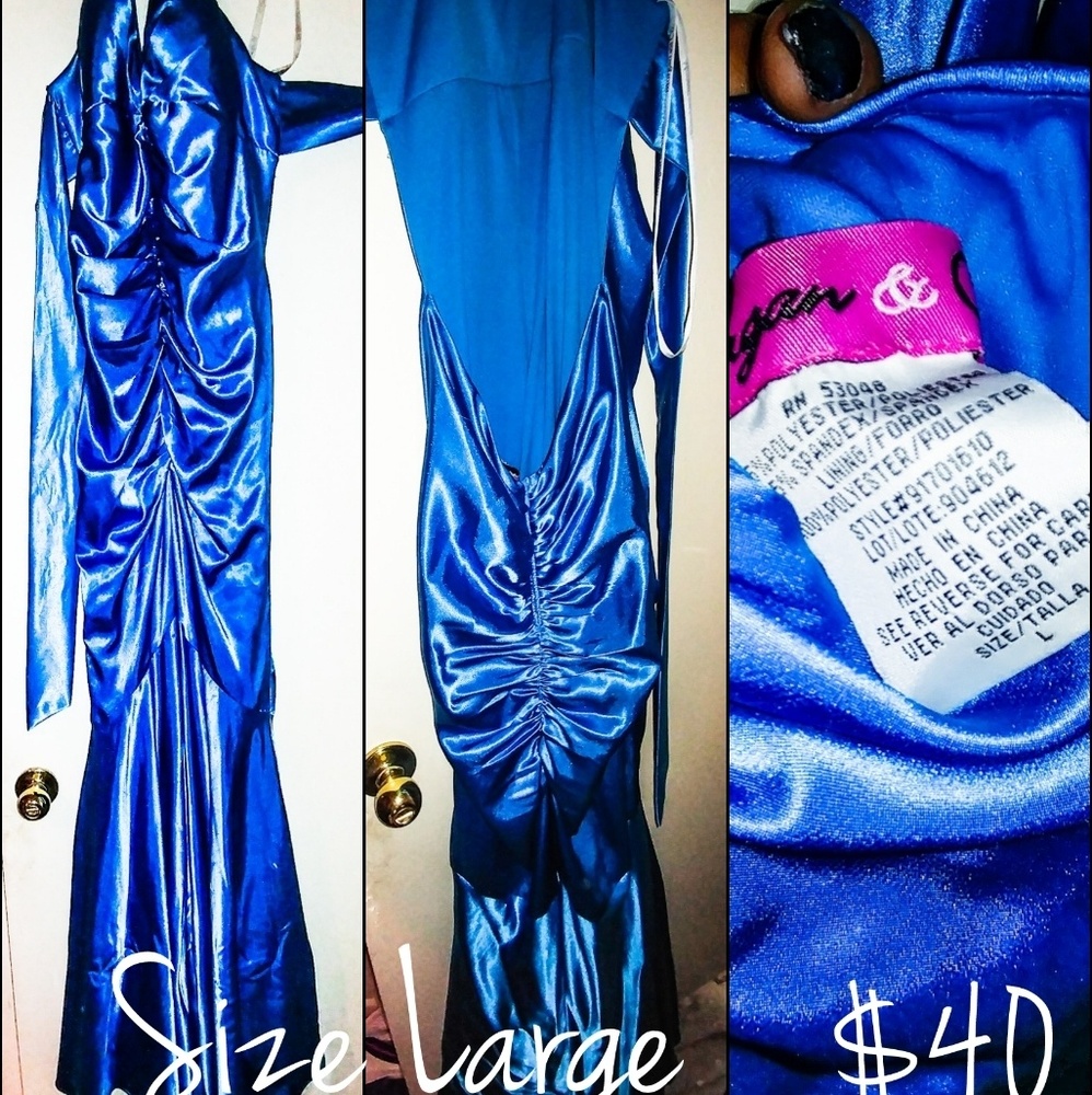 Morgan & Company Blue Mermaid Dress LARGE